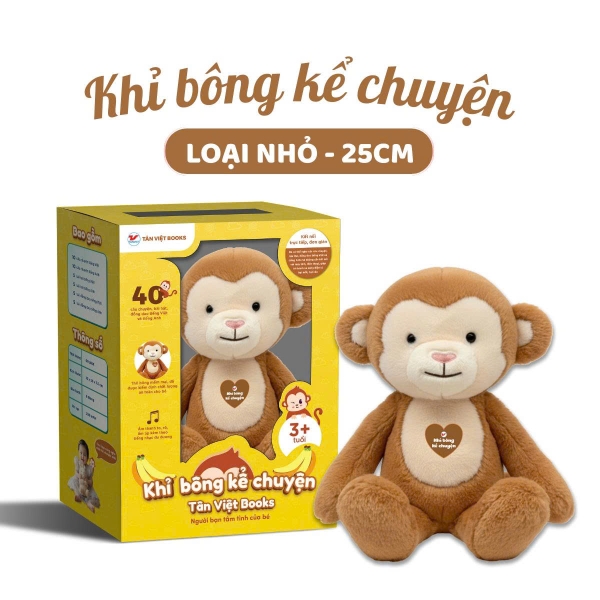 Khỉ bông kể chuyện - Size nhỏ 25cm - Món quà trí tuệ cho bé