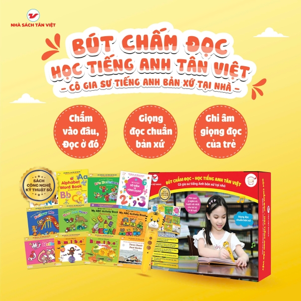 Bút chấm đọc - Học tiếng Anh Tân Việt (Trọn bộ 1 Bút + 12 cuốn sách)