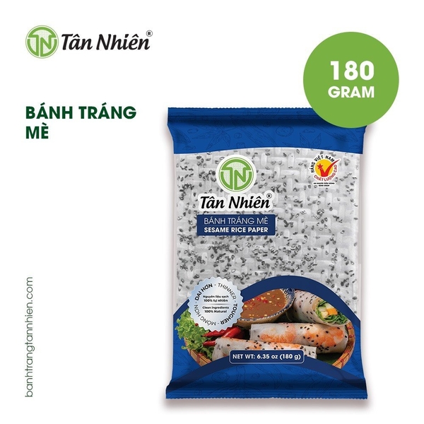 Bánh Tráng Mè Đen Tân Nhiên 180g タン.ニャィン超薄ライスペーパー(黒ゴマ入り)