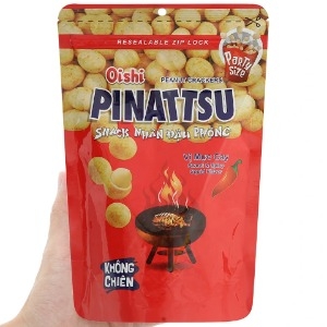 Oishi Pinatsu Snack Nhân Đậu Phộng - Vị Mực Cay - イカ味ピーナッツスナック