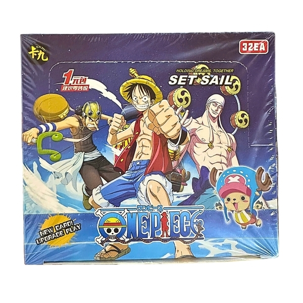 Pack thẻ one piece set sail hộp tím xanh( 32 pack 1 hộp ) . Dài 14cm - cao 13cm - K31-T2-S1