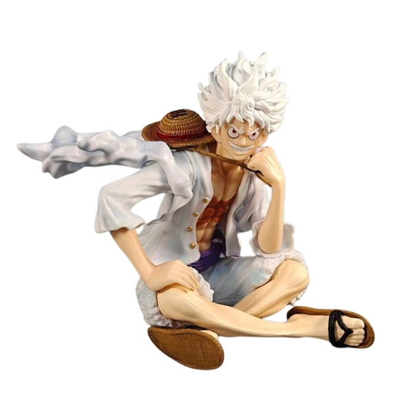 Mô Hình OnePiece Luffy gear 5 áo trắng ngồi cười tay chống cằm siêu đẹp Cao 13cm - Nặng 300gram , Figure OnePiece - Full Box