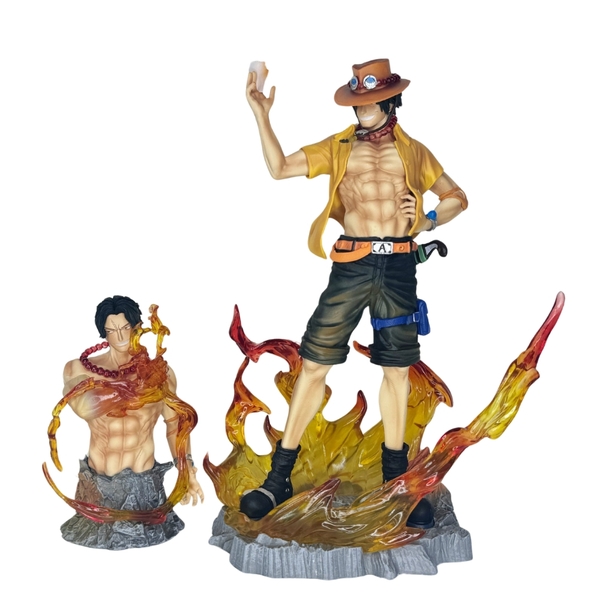 Mô Hình OnePiece Ace dáng đứng + bán thân - cao 26.5cm - nặng 422gram - Figure One Piece - Hộp Màu -  N1-K53-T5-S2