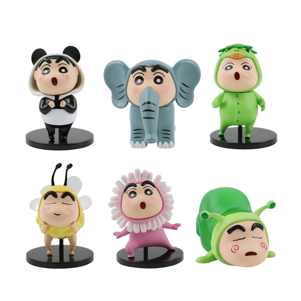 Mô Hình Bộ 6 nhân vật shin bút chì Bản A - Cao 5 - 8cm - nặng 200gram - Figure Cậu Bé Bút Chì - bọc túi OPP - Hộp Màu - N3-K60-T1-S3