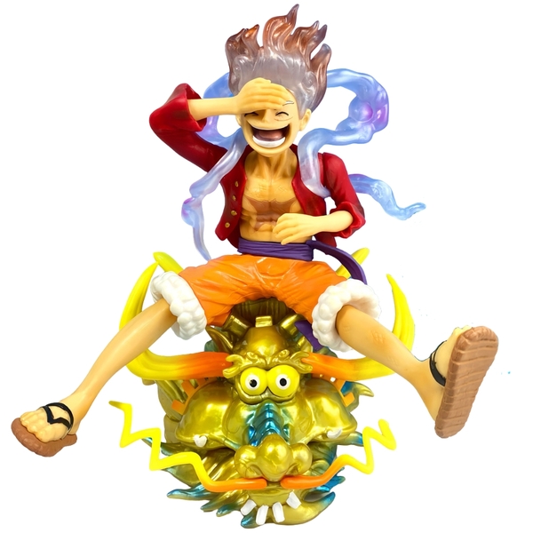 Mô Hình OnePiece Luffy gear 5 áo đỏ ngồi cười cưỡi đầu rồng siêu đẹp Cao 20cm - Nặng 500gram , Figure OnePiece - có vỏ hộp màu