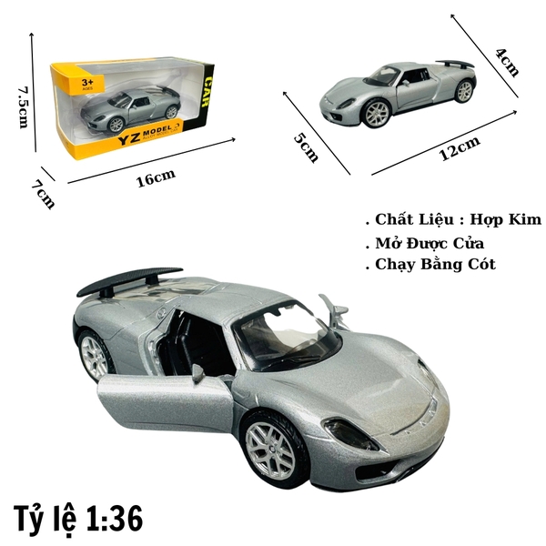 Mô Hình xe ferrari xám mới 1:36 Hợp kim có thể mở cửa - bánh sau chạy cót - Dài 12cm - rộng 5cm - cao 4cm nặng : 200gram - FULL BOX : box màu SKU : oto311 - N3-K4-T2-S2