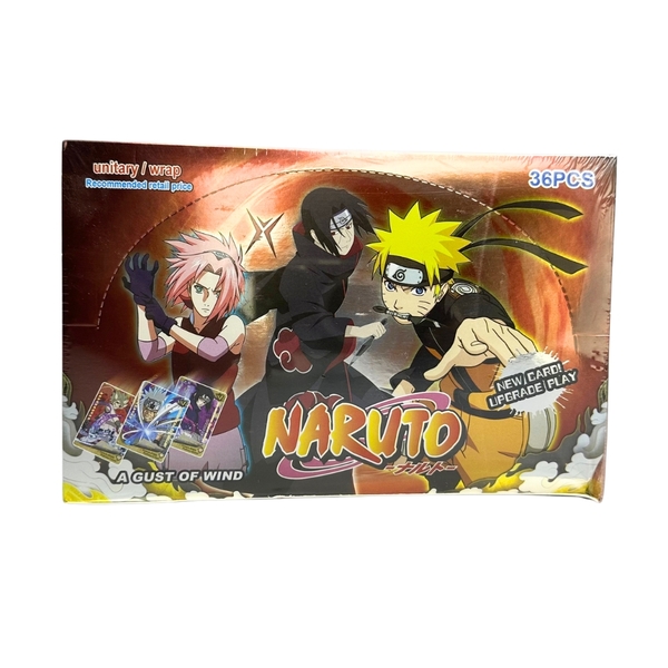 Pack anime thẻ Naruto cam ( 36 Pack 1 hộp - 1 Pack có 5 thẻ ) - dài 20 - cao 13cm - Hộp màu