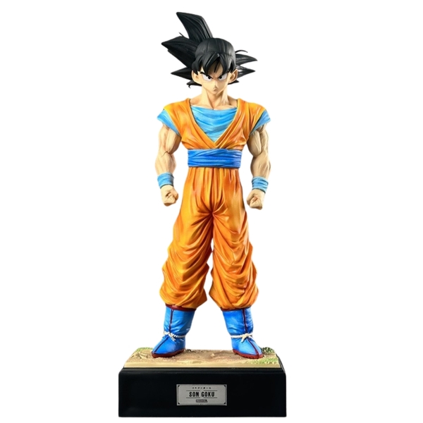 Mô Hình Songoku dáng đứng có base đẹp - 2 đầu thay thế - Cao 34cm - Nặng 700gram - Hộp Bìa carton - Figure anime Dragon ball