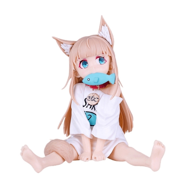 Mô Hình Uchi no Neko ga Onnanoko de Kawaii Ngồi Gặm Cá - Cao 13cm Nặng 322gram - Figure Mèo Anime Dễ Thương - Hộp Màu- K20-T3-S11