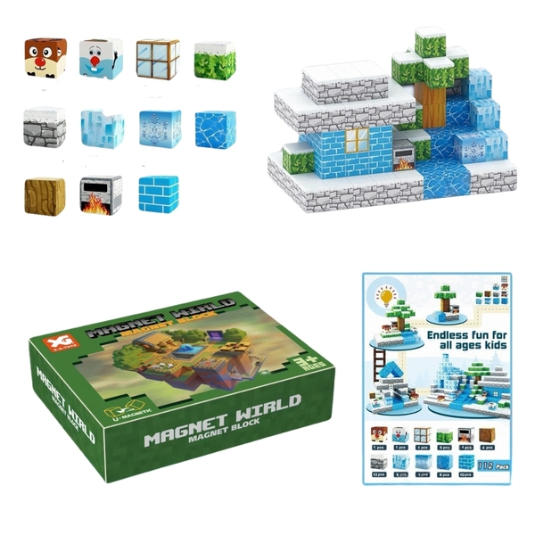 Đồ Chơi Khối Nam Châm Từ Tính Minecraft,Block Minecraft Nam Châm, Đồ Chơi Xây Dựng Cho Bé 1 Hộp 200 cái -