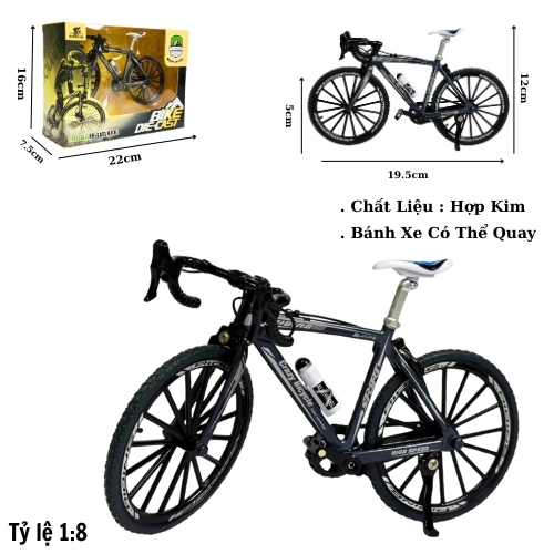 Mô Hình xe đạp đua màu đen . tỉ lệ 1:8 - Dài 19.5cm - rộng 5cm - cao 12cm - nặng : 200gram - FULL BOX . SKU : oto542c - K68-T3-S7