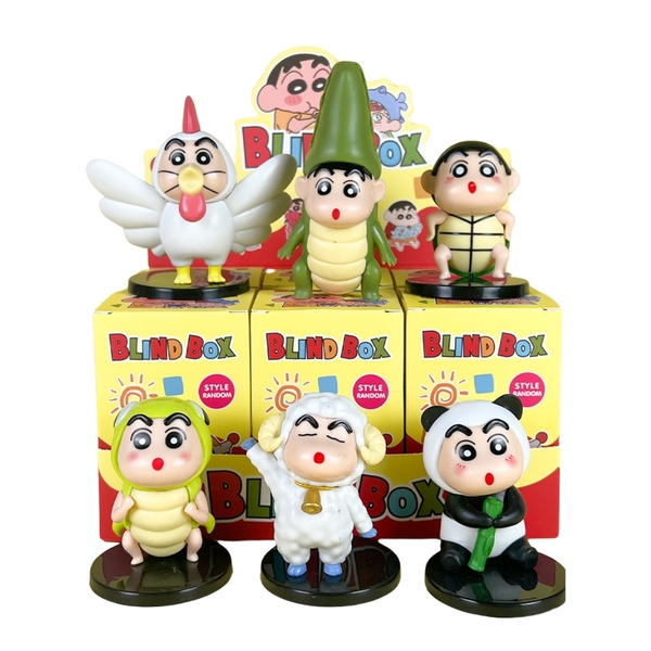 Mô Hình bộ 6 Shin động vật - Cao 8-11cm - nặng 300gram - Figure Cậu Bé Bút Chì - bọc túi OPP - Hộp Màu - Hm33 n3-k49-t2-s1
