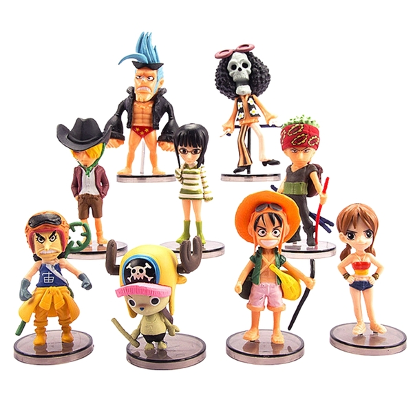 Mô Hình OnePiece bộ 9 nhân vật team luffy - cao 5-7cm - nặng 223gram - Figure One Piece - Bọc Túi Opp - No Box n3-st2
