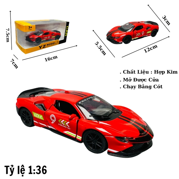 Mô Hình xe McLaren đỏ có họa tiết tỉ lệ 1:36 Hợp kim có thể mở cửa - bánh sau chạy cót - Dài 12cm - rộng 5.5cm - cao 3cm nặng : 200gram - FULL BOX : box màu SKU : oto178