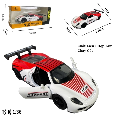 Mô Hình Xe Ferrari đua trắng đỏ tỉ lệ 1:36 Hợp kim có thể mở cửa - bánh sau chạy cót - Dài 11cm - rộng 5cm - cao 4cm - nặng : 300gram - FULL BOX : box màu SKU : oto502a - K64-T1-S4