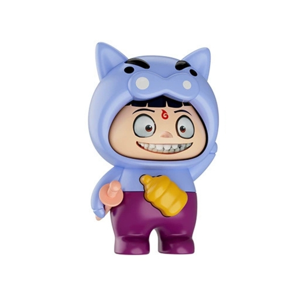 Móc Khoá mô hình Natra hiệp sĩ lợn tím lì - cao : 9cm - figure shin - No Box