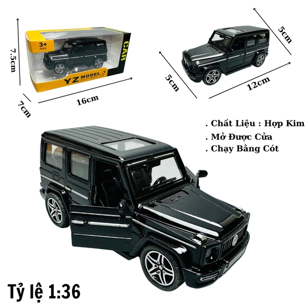 Mô Hình xe jeep đen tỉ lệ 1:36 Hợp kim có thể mở cửa - bánh sau chạy cót - Dài 12cm - rộng 5cm - cao 5cm nặng : 200gram - FULL BOX : box màu SKU : oto186