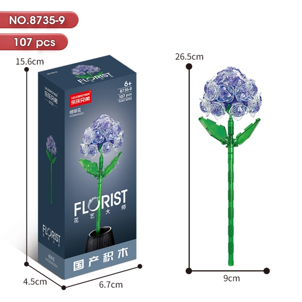 Bộ Lắp Ghép Cành Hoa Cẩm Tú Cầu 107pcs. SKU: LG-8735-9 (VAT 001-06-11) - K129-T3-S9