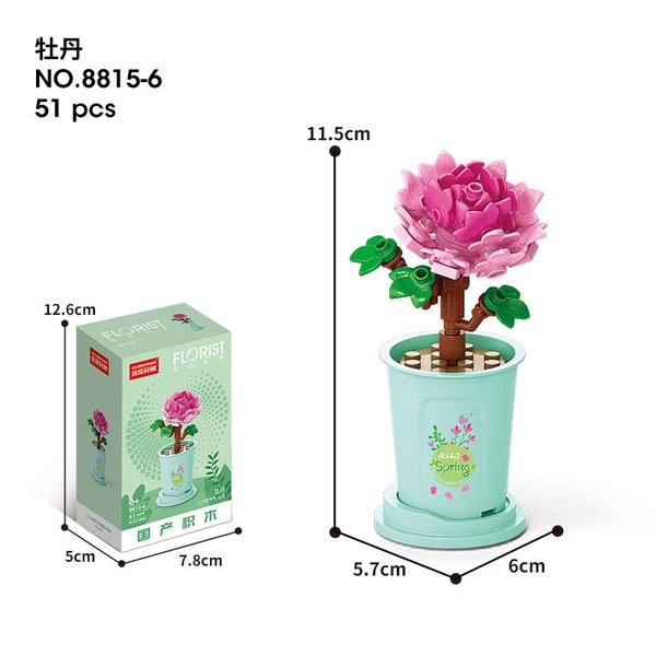 Combo 2 Bộ lắp ghép Hoa Mẫu Đơn 51pcs. SKU: LG-8815-6 (VAT 001-C2-11) - K121-T3-S6