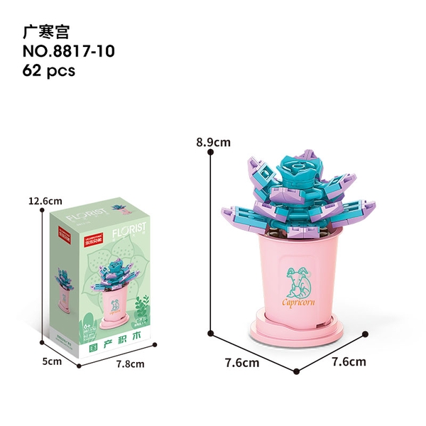 Combo 2 Bộ lắp ghép Hoa- Cung Ma Kết 62pcs. SKU: LG-8817-10 (VAT 001-C2-11) - K131-T3-S10