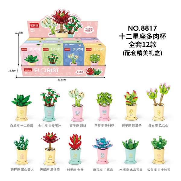 Combo 12 Bộ lắp ghép Hoa theo Cung Hoàng Đạo. SKU: LG-8817 (VAT 001-C12-60) - K130-T1-S14-15