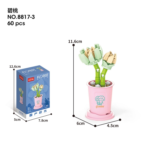 Combo 2 Bộ lắp ghép Hoa- Cung Song Tử 60pcs. SKU: LG-8817-3 ( (VAT 001-C2-11) - K131-T3-S3