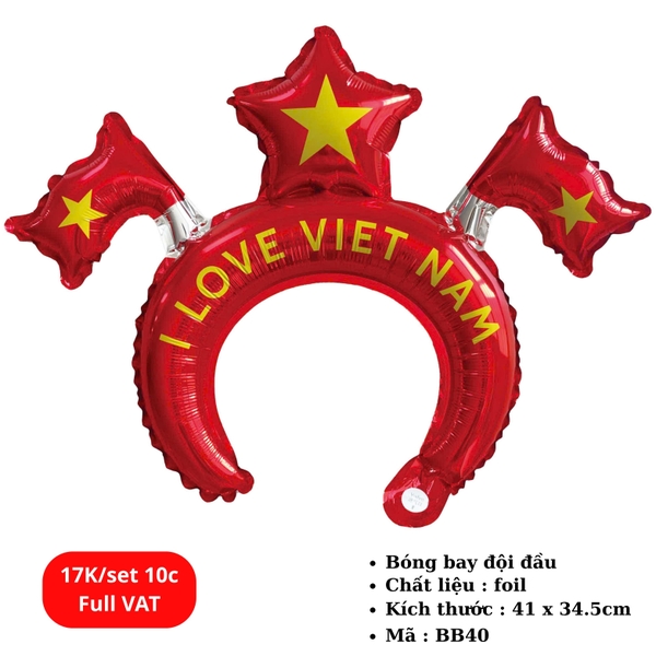 Set 10 Bóng bay đội đầu cờ VN  -SKU : BB40 - (VAT: 011-01-10) - K17-T1-S1