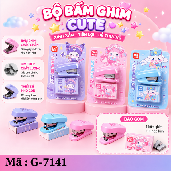 Dụng cụ bấm ghim mini tặng kèm hộp ghim - SKU: G-7141 - (VAT: 111-03-9 ) - K27-T2-S5