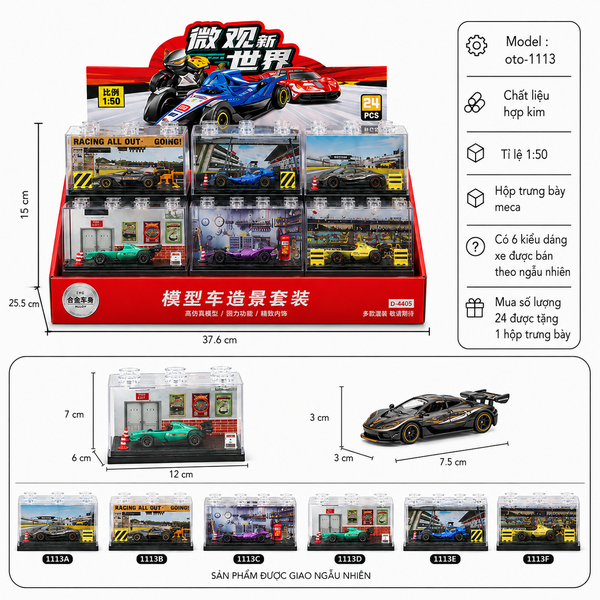 Mô hình xe đua F1 hợp kim trong hộp meca có tiểu cảnh - SKU : oto-1113 ( VAT : 003-01-30) - K151-T3-S12