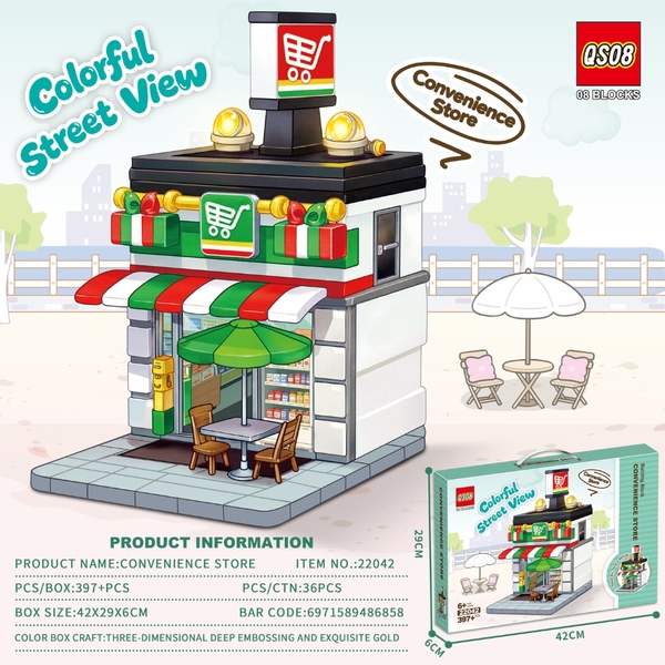 Đồ Chơi Lắp Ghép Lego siêu thị mini - 397 hạt - Full Box - Sku : LG-22042 (  VAT 001-11-50) K93-T1