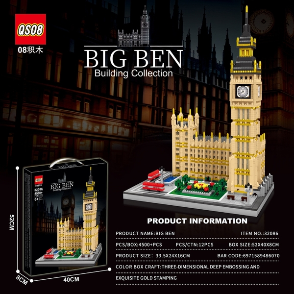 Đồ Chơi Lắp Ghép Lego Đồng Hồ Big Ben - 4500 hạt - Full Box - Sku : LG-32086