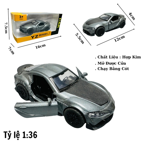 Mô Hình xe Toyota xám tỉ lệ 1:36 Hợp kim có thể mở cửa - bánh sau chạy cót - Dài 12cm - rộng 5.5cm - cao 4cm nặng : 200gram - FULL BOX : box màu SKU : oto190