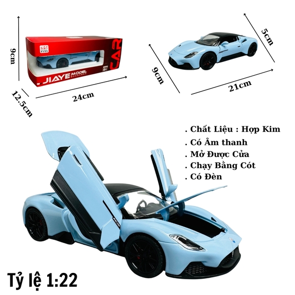 Mô Hình xe maserati xanh ngọc tỉ lệ 1:22 Hợp kim có thể mở cửa - bánh sau chạy cót - Dài 21cm - rộng 9cm - cao 5cm - nặng : 800gram - FULL BOX : box màu SKU : oto288 - N3-K12-T3-S1
