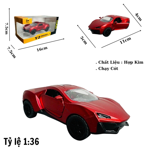 Mô Hình xe hypersport đỏ mới tỉ lệ 1:36 Hợp kim có thể mở cửa - bánh sau chạy cót - Dài 11cm - rộng 5cm - cao 4cm - nặng : 500gram - FULL BOX : box màu SKU : oto350 n3-k11-t5 -s3