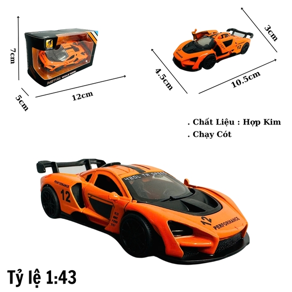 Mô Hình xe mclaren cam mới tỉ lệ 1:43 Hợp kim có thể mở cửa - bánh sau chạy cót - Dài 10cm - cao 3cm - nặng 200gram - Figure Oto - FULL BOX : box màu - SKU : oto357 số 5