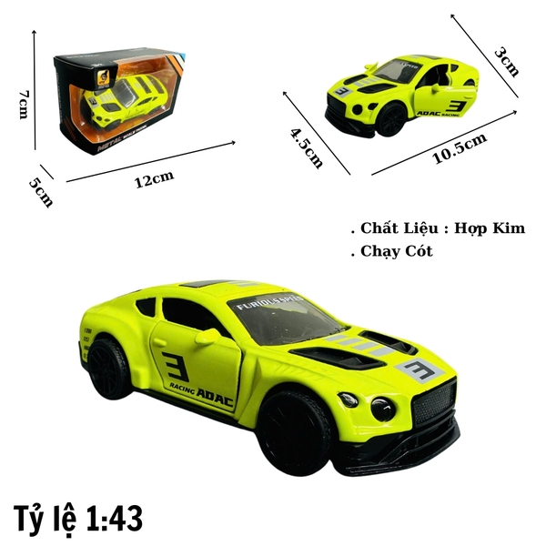 Mô Hình xe Bentley xanh chuối tỉ lệ 1:43 Hợp kim có thể mở cửa - bánh sau chạy cót - Dài 10cm - cao 3cm - nặng 200gram - Figure Oto - FULL BOX : box màu - SKU : oto359 số 8