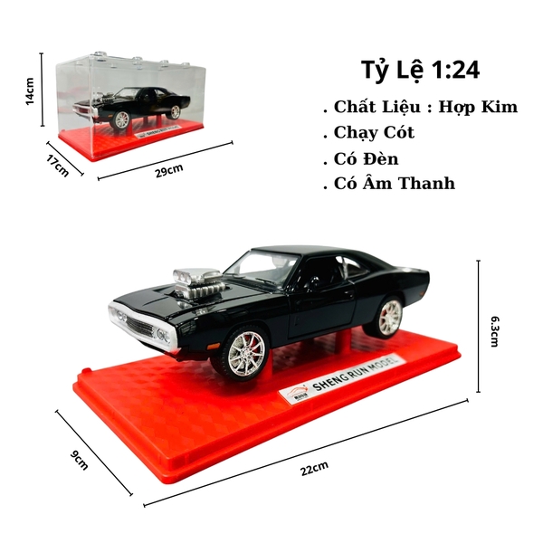 Mô Hình Xe đua đen tỉ lệ 1:24 Hợp kim có thể mở cửa - Âm thanh Đèn - Dài 22cm - rộng 9cm - cao 6.3cm - nặng : 800gram - FULL BOX : box màu SKU : oto473j -  K55-T3-S9