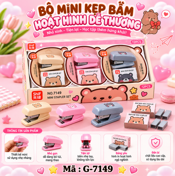 Dụng cụ bấm ghim mini tặng kèm hộp ghim - SKU: G-7149 - (VAT: 111-03-9 ) - K27-T2-S9