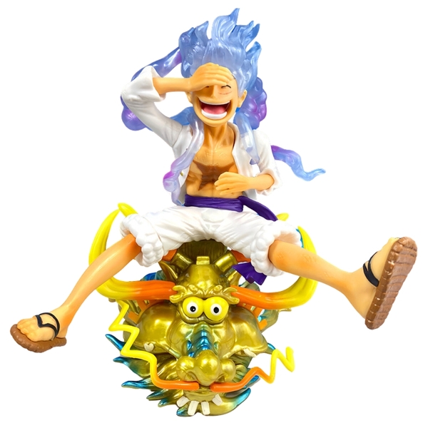Mô Hình OnePiece Luffy gear 5 áo trắng ngồi cười cưỡi đầu rồng siêu đẹp Cao 20cm - Nặng 500gram , Figure OnePiece - No box - N4-K6