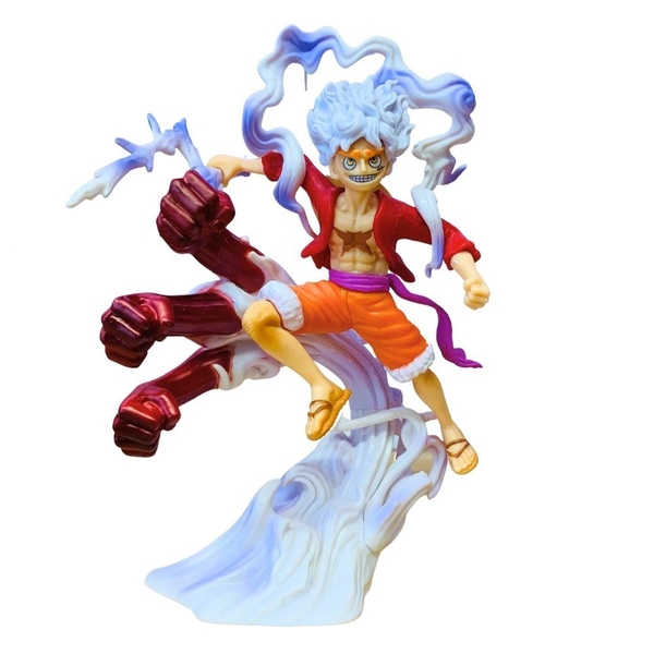 Mô hình đồ chơi - Luffy Gear 5 Nika đỏ bản có vũ khí cầm tay haki 3 đấm siêu đẹp cao 17 cm - OnePiece  - bọc túi OPP - có hộp màu - N4-K5