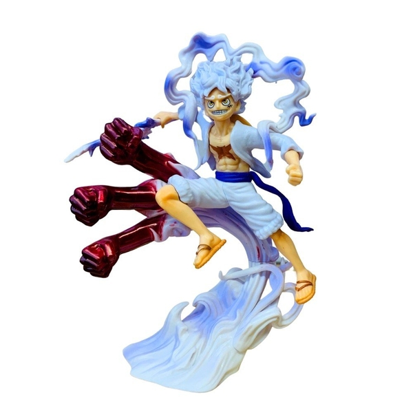 Mô hình đồ chơi - Luffy Gear 5 Nika trắng bản có vũ khí cầm tay haki 3 đấm siêu đẹp cao 17 cm - OnePiece  - box nhựa , có hộp màu - N4-K5