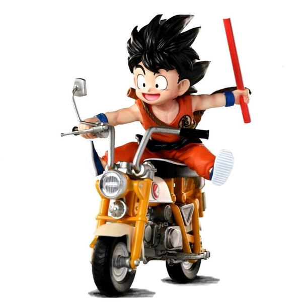 Mô Hình DragonBall Songoku lái xe máy cao 14cm rộng 13cm nặng 250g , Figure DragonBall - Có Hộp màu