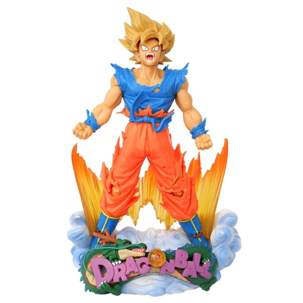 Mô Hình DragonBall Goku trạng thái super saiyan đứng trên đế mây - Cao 23cm - nặng 550gram + bọc túi OPP + có BOX - Figure DragonBall - Có Hộp màu - N4-K2-BL3