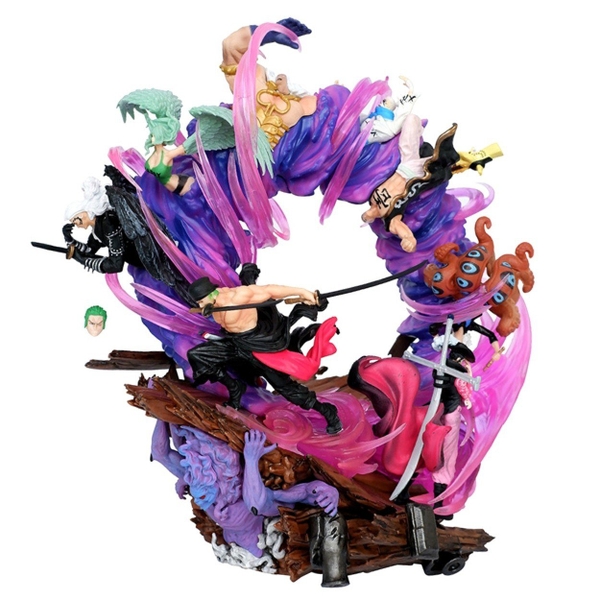 Mô Hình OnePiece Zoro và những bại tướng - Cao 23cm - nặng 1kg7 - FULL BOX - phụ kiện có 2 đầu + 4 kiếm , Figure OnePiece - có vỏ hộp màu - N1-K38-T4-S7