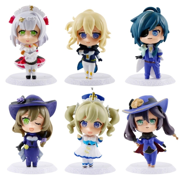 Mô Hình Genshin Bộ 6 nhân vật Jean , Lisa , Barbara , Noelle , Mona , Kaeya cao 10cm nặng 400 gram - Figure  Genshin Impact - no box - N3-K35-T1-S1