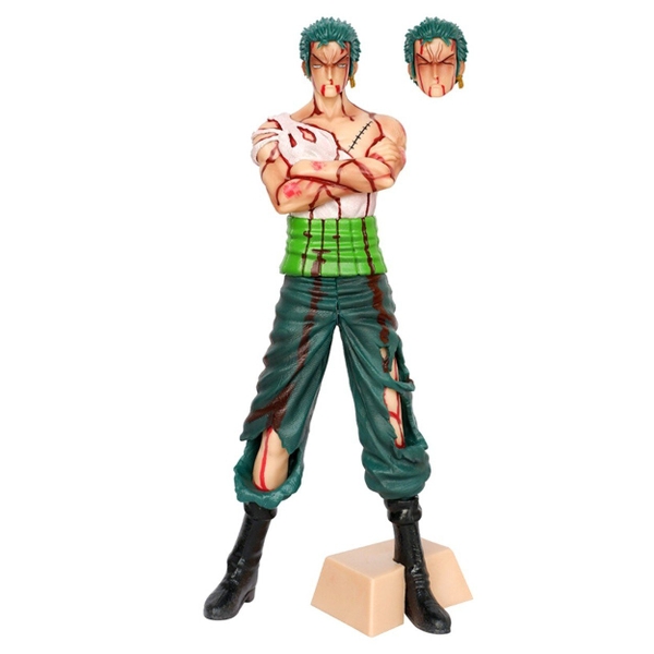 Mô Hình OnePiece Zoro đẫm máu - Cao 29cm - nặng 430gram  + phụ kiện có 2 đầu thay thế + 1 đế kẹp chân - Figure OnePiece - No box -  N3-K59-T1-S2