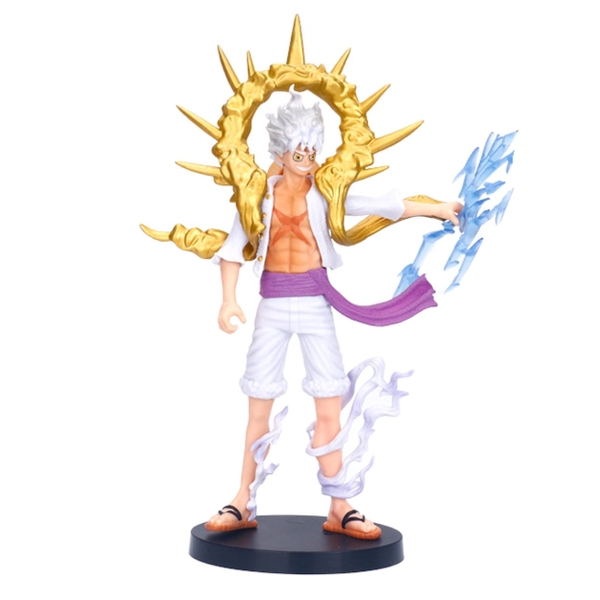 Bản 28cm Box Nhựa  Hộp bóng kính - Mô hình OnePiece- Luffy Gear 5 Nika trắng vòng vàng Cao 28cm bản có vũ khí cầm tay  - OnePiece  - Có Hộp Đẹp - N4-K15