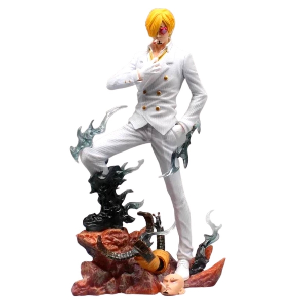 Mô Hình OnePiece Sanji chân lửa áo trắng  - Cao 27cm - nặng 1kg - Figure OnePiece - No box -