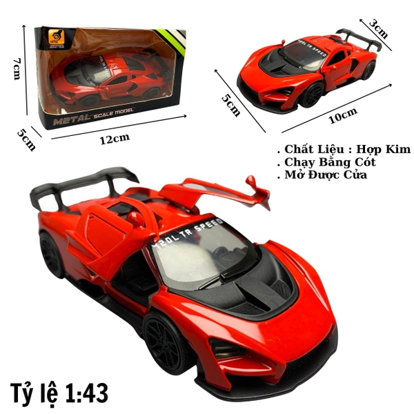 Mô Hình xe Maclaren Đỏ tỉ lệ 1:43 Hợp kim có thể mở cửa - bánh sau chạy cót - Dài 10cm - cao 3cm - nặng 200gram - Figure Oto - FULL BOX