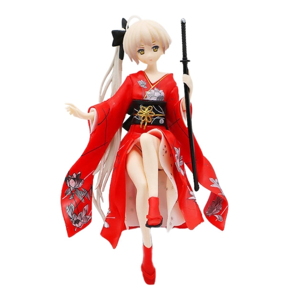 Mô Hình Kasugano Sora váy kimono Đỏ - Cao 9cm - nặng 100gram - Phụ kiện : không đế + 1 tay cầm quạt + 1 tay cầm kiếm + Miếng dán - Figure Kasugano Sora - No Box